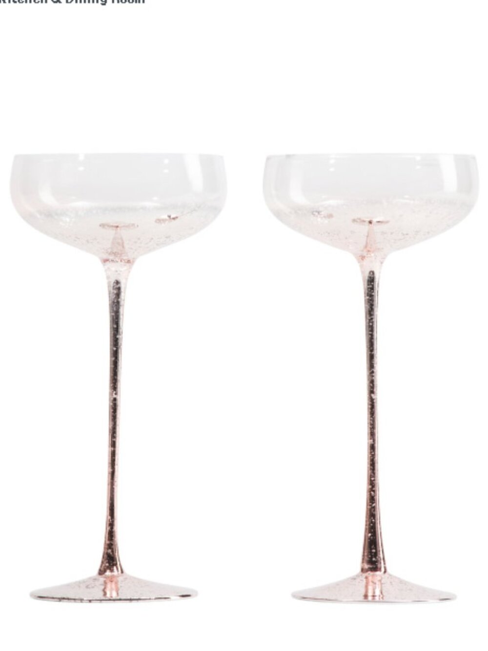 BELLA LUX Set Of 2 Mercury Long Stem Coupe Glasses - NEW IN BOX